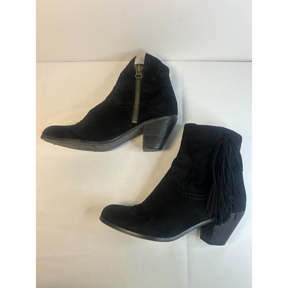 SAM EDELMAN Louie Ankle Boot Black Suede Western Fringe, Zip, Women's Size 9.5 - Picture 6 of 12